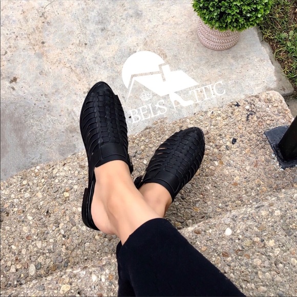 LAST1♥️vegan Huarache style Pointed Slide Mules - Picture 5 of 6